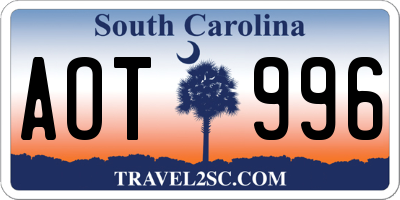 SC license plate AOT996