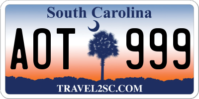 SC license plate AOT999