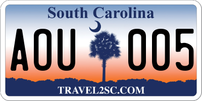 SC license plate AOU005