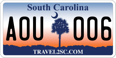 SC license plate AOU006