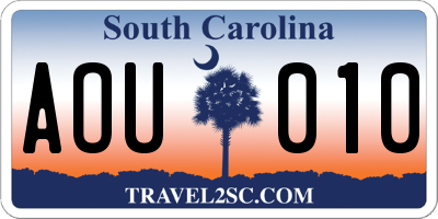 SC license plate AOU010
