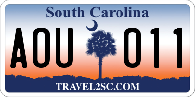 SC license plate AOU011