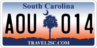 SC license plate AOU014