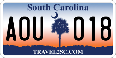 SC license plate AOU018