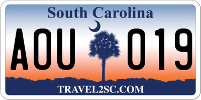 SC license plate AOU019