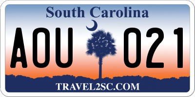 SC license plate AOU021