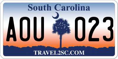 SC license plate AOU023