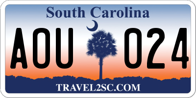 SC license plate AOU024