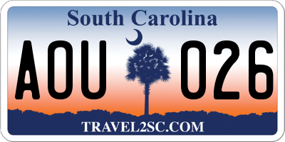 SC license plate AOU026