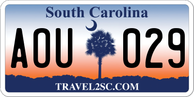 SC license plate AOU029