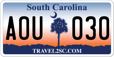 SC license plate AOU030