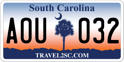 SC license plate AOU032