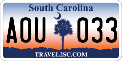 SC license plate AOU033