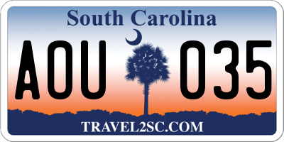 SC license plate AOU035