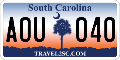 SC license plate AOU040