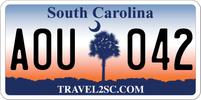 SC license plate AOU042