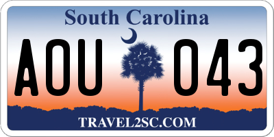 SC license plate AOU043