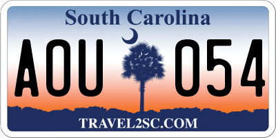 SC license plate AOU054