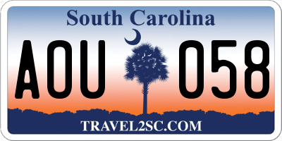 SC license plate AOU058