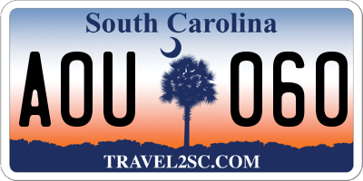 SC license plate AOU060