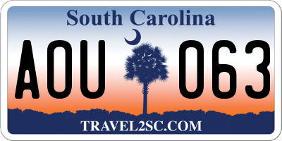 SC license plate AOU063