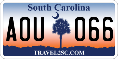 SC license plate AOU066