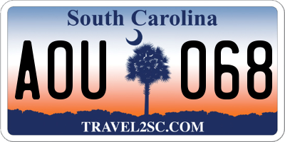 SC license plate AOU068
