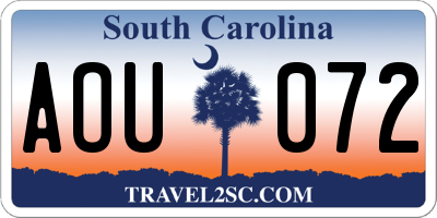 SC license plate AOU072