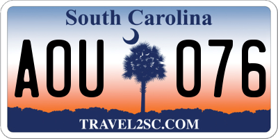 SC license plate AOU076