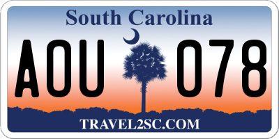 SC license plate AOU078