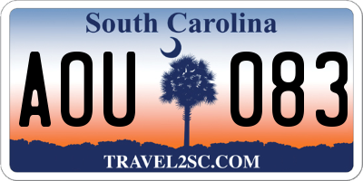 SC license plate AOU083