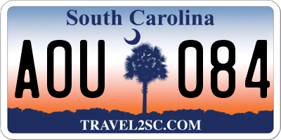 SC license plate AOU084
