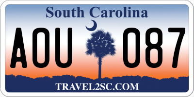 SC license plate AOU087