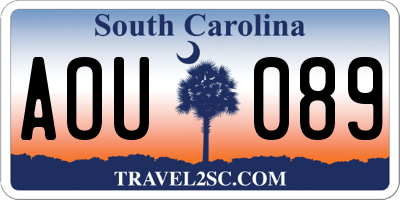 SC license plate AOU089