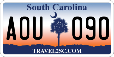 SC license plate AOU090