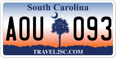 SC license plate AOU093