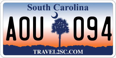 SC license plate AOU094