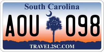 SC license plate AOU098