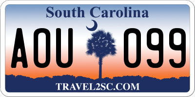 SC license plate AOU099