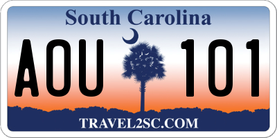 SC license plate AOU101