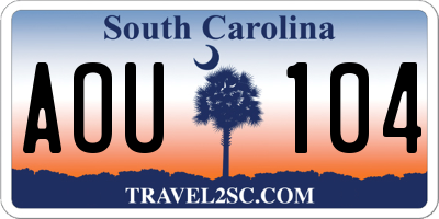 SC license plate AOU104