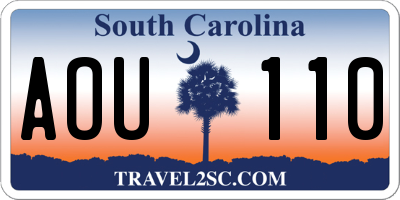 SC license plate AOU110