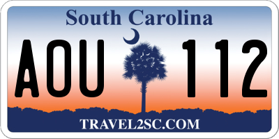 SC license plate AOU112