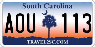 SC license plate AOU113