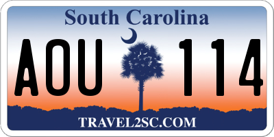 SC license plate AOU114