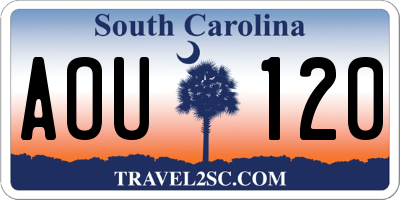 SC license plate AOU120