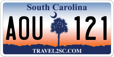 SC license plate AOU121