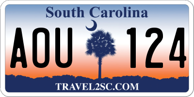 SC license plate AOU124