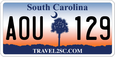 SC license plate AOU129