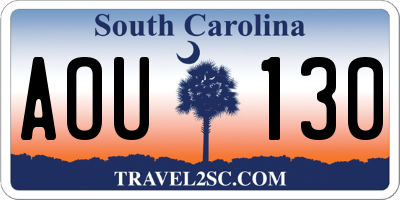 SC license plate AOU130